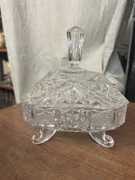 Great 50's-60's Pressed Glass Covered Footed Candy Dish | eBay