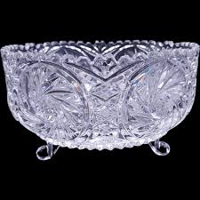 5" American Cut Lead Crystal Round 3-Toed Crimped Bowl ...