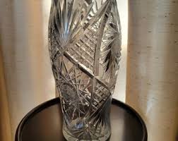 Buy American Brilliant Period ABP Cut Glass Tall 12 " Pinwheel Hobstar Scalloped Edge Vase Online in India - Etsy