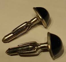 Vintage Silver Tone Blue Cabochon Cuff links | eBay