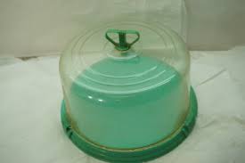 VINTAGE CAKE CARRIER HOLDER ART DECO 1930s HARD PLASTIC GREEN STEPPED LINES | eBay