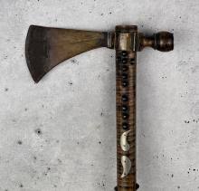 Sold at Auction: Antique Plains Indian Brass Peace Pipe Tomahawk