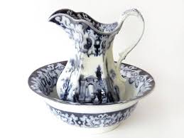 Adams Flow Mulberry Athens Pitcher/bowl 19th C.