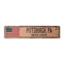 PITTSBURGH PA UNITED STATES Vintage Street Sign American flag city country rust | eBay