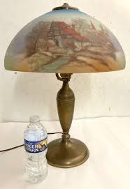 Antique 1920's Pairpoint Style Table Lamp Reverse Painted ...