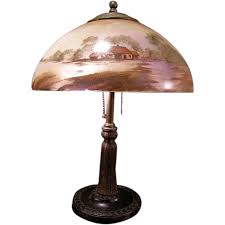 Similar Items to Antique Reverse Hand Painted Frosted Glass ...