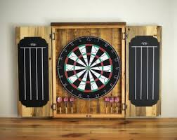 Personalized Reclaimed Wood Dart Board Cabinet: Pub Wall ...