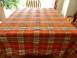 L-23 RUST, BROWN & WHITE WITH SILVER METALLIC THREAD COTTON TABLECLOTH | eBay