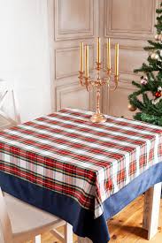 White Stewart Tablecloth With Navy Velvet Trim - Etsy