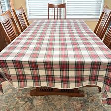 Williams Sonoma Tablecloth Stewart Tartan Plaid Cotton Linen ...