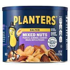 PLANTERS Salted Mixed Nuts 10.3oz Steel Can with 6g Protein ...