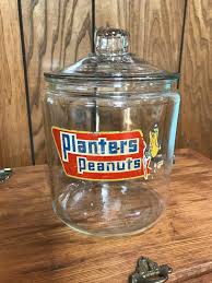 Planter Peanuts Glass Jar Clear Lid W/ Round Hollow Knob Vintage 1960s Counter Store Peanut Jar Domed Lid 1960s Counter Advertising 10x7 In - Etsy