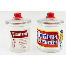 Planters Peanut Octagon Jar W/ Red Pennant Paper Label