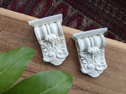 Pair of Crown Molding Curtain Rod Holders | Ornate Ceramic Stone Victorian Decor - Etsy