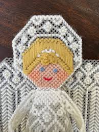 Vintage Handmade Tree Top Angel Plastic Canvas Needlepoint ...