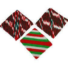 Festive Holiday Hand Knitted Dishcloth Set of 3 Hot Plate ...