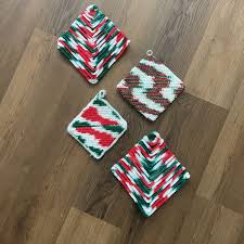 Vintage Crotchet Handmade Pot Holder Christmas Set Of 4 | eBay