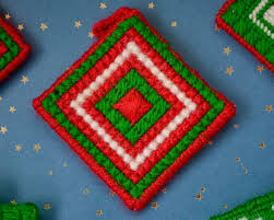 Set of Square Yarn Ornaments - Etsy