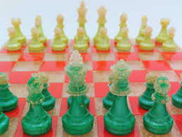 Yellow Green Red & Gold Chess / Checkers Game | Purple Cactus