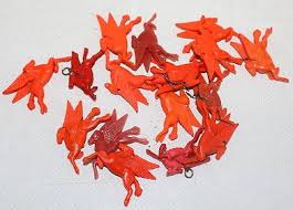 Group Of 16 Red Mobil Pegasus Plastic Charms