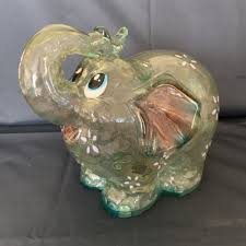 Vintage Elephant Piggy Bank Multi tone Colors Hard Plastic ...