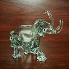 Vintage Hand Blown Art Glass Elephant Figurine Clear 4 inch ...