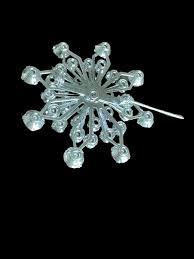 Vintage Rhinestone Snowflake Brooch Pin Prong Set Riveted ...