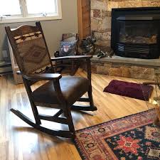 Modern Rustic Oak Amish Rocking Chair With Upholstered Seat ...
