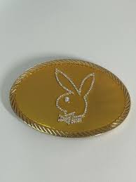Vintage Playboy Gold-Tone Belt Buckle 4”x2.75” Rhinestone ...