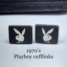 Vintage Playboy Bunny Cufflinks, Silver Playboy, Black ...