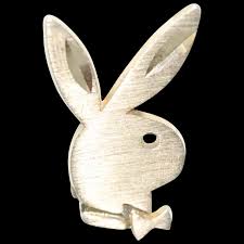 14KT Yellow Gold Diamond Cut Playboy Bunny Singular Stud ...