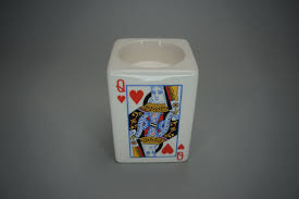 Vintage Playing Cards Queens & Aces Porcelain Candle Holder ...