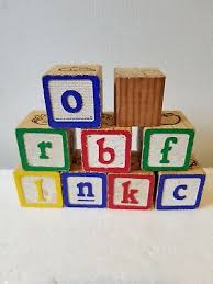VTG Lot Alphabet Block Letter 6 Sided Printed ...