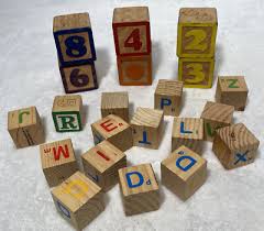 Vintage Alphabet Letters Numbers Wood Toy Blocks Lot Of 15-1 ...