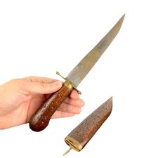 Indian Dagger Knife Hand Carved Wooden Sheath Brass Lock ...