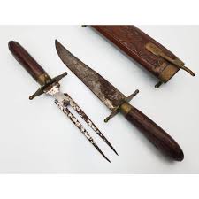 Lot - Vintage Indian Double Knife Brass Carving Set