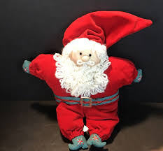 Vintage Folk Art Santa Claus w/ Velveteen Fabric Suit Embroidered Boots 13" Tall | eBay