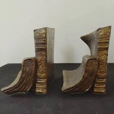 Mid-20th Century Brass Stacked Books Bookends - A Pair Hand Cast by Philadelphia Manufacturing Co. | Chairish