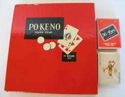 VINTAGE PO-KE-NO POKER KENO 12 BOARDS POKER CHIPS GAME + ...