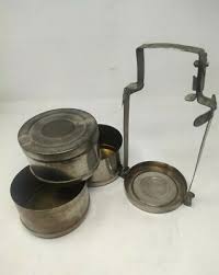 Old Indian Brass Hand Forged Indian Lunch Box 3 Compartment ...