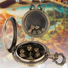 7pcs Metal Polyhedral Dice Pocket Watch Case Gifts Set Table ...