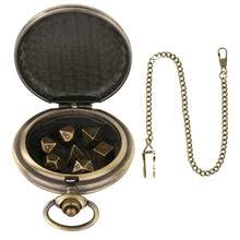 Pocket Watch And Mini Dice, Metal With Carved Wood ...