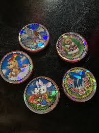 Official 1990's POG Slammer Bunny Bear Dove Shiny (Plastic) | eBay