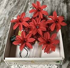 VTG Tree Topper Christmas Time Poinsettias-11 Lights-Works ...