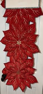 CHERISHED TRADITIONS POINSETTIA TABLE RUNNER RED GOLD 16 X ...
