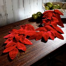 48" Deluxe Velvet Magnolia Leaf Garland - Red - Overstock ...