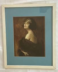 Rare find framed art lithoprint Tadeusz Styka-Portret Poli Negri ...