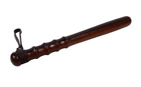 Antique Lignum Vitae 15 5" Police Truncheon WW1 Era Circa 1910- 1920s Leather Wrist Strap