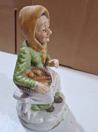 Vintage Porcelain Figurine Lady with Vegetables green dress ...