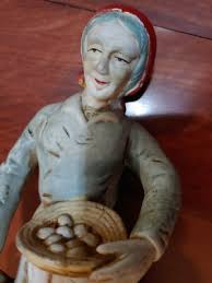 VINTAGE Old Farm Woman Feeding Chickens Gathering Eggs ...